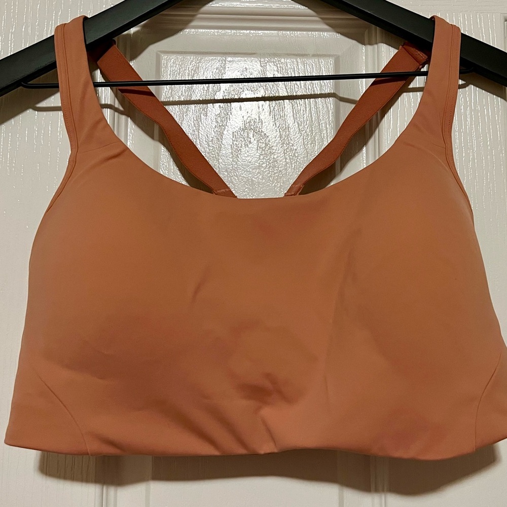 Lululemon All Powered Up Bra 38DD *Medium Support Pink Savannah color EUC